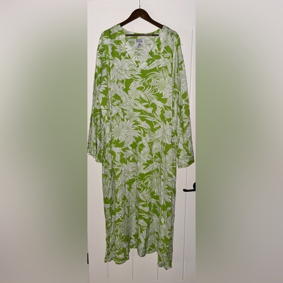 Anthony Richard Women Floral Kimono Kaftan Maxi Dress 3X Relaxed Fit Bell Sleeve - Picture 1 of 7